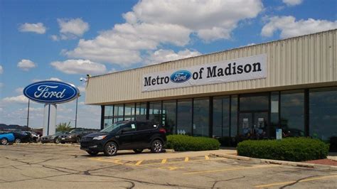 Metro ford madison - Metro Ford of Madison; Sales 608-246-3600; Service 608-602-8190; Parts 608-246-3610; 5422 Wayne Terrace Madison, WI 53718; Schedule Service. Map. Contact. Metro Ford ... 